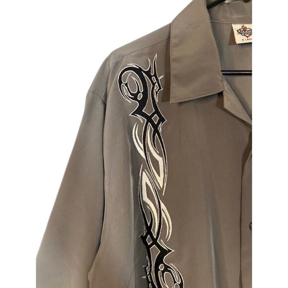 House of Blues Gray Tribal Collared Button Down Dressy Casual Shirt Men Sz XL - Picture 3 of 8